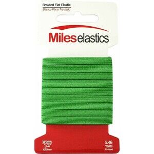 6 Pack - New Mileselastics-Braided Flat Elastic 1/4"  X 5.46 Yards - Green